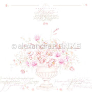 Eine pastellfarbene Blumenvase mit rosafarbenen Blüten und dezenter Kursivschrift, ideal für Grußkarten oder Papierbasteleien mit Alexandra Renke Designpapier Pfingstrosen.