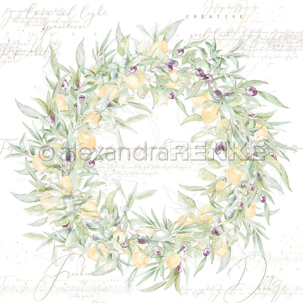 Design paper 'Lemon & olive wreath'