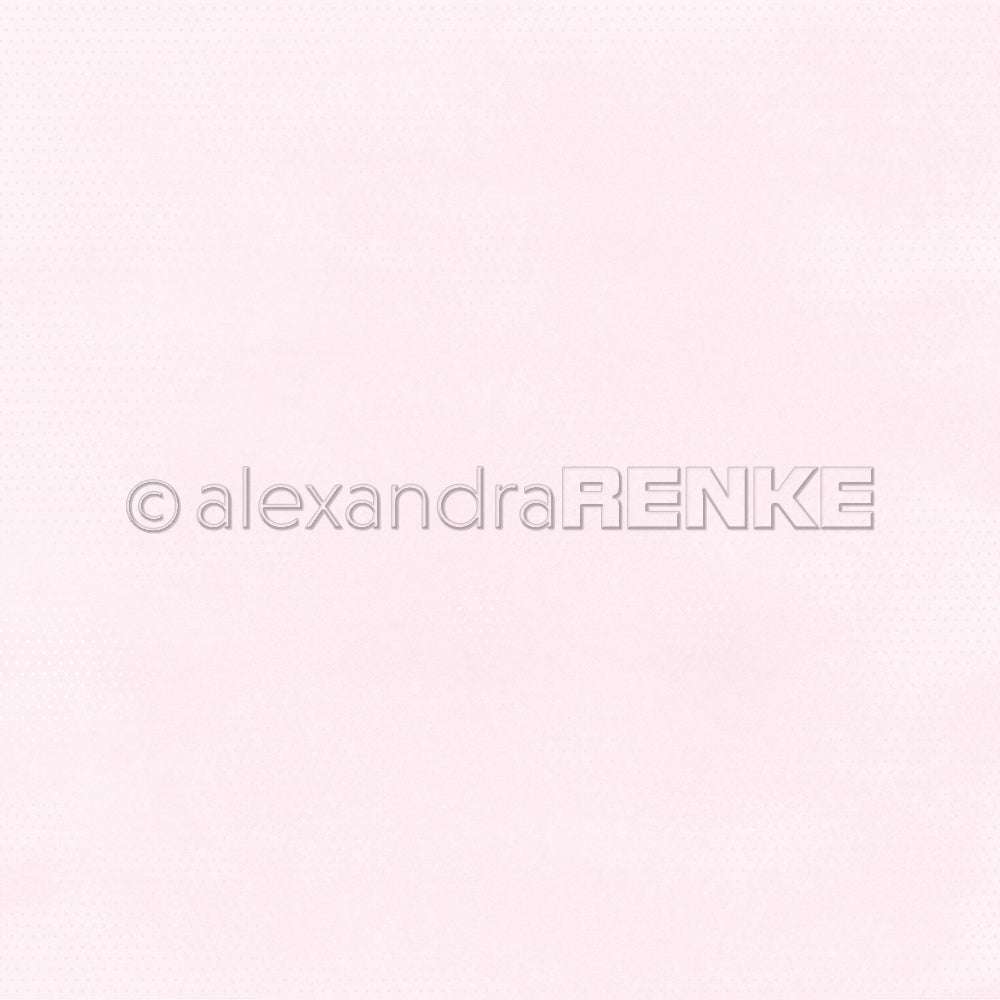 Hellrosa strukturierter Hintergrund mit weichem Muster, ideal für Grußkarten und Papierbasteleien, mit einem Wasserzeichen von Alexandra Renke in der Mitte.