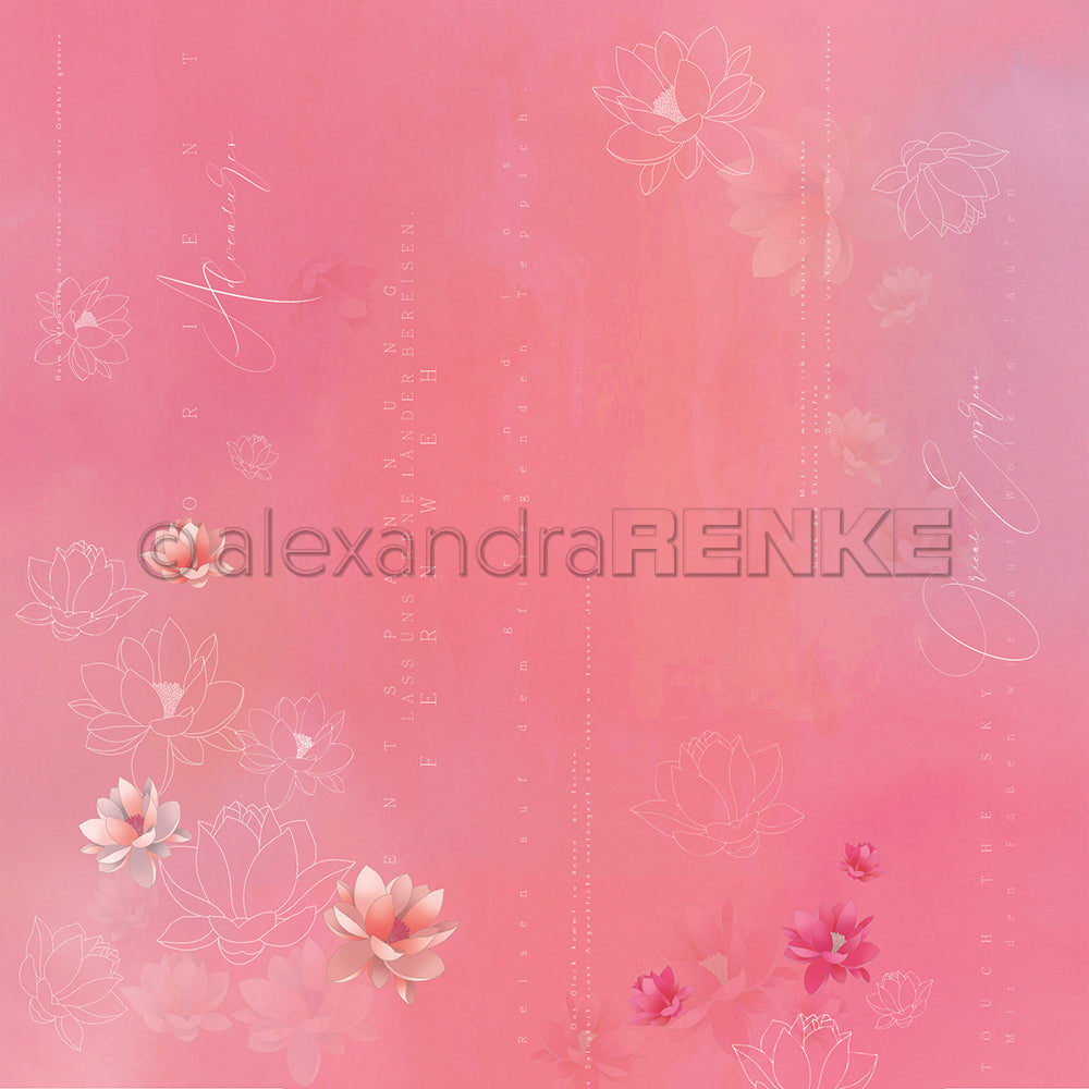 Design paper 'Floral Typo Bright Pink'