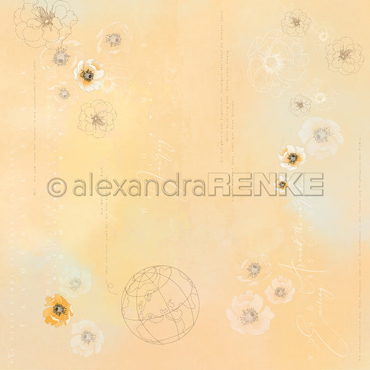 Design paper 'Floral Typo World Apricot'