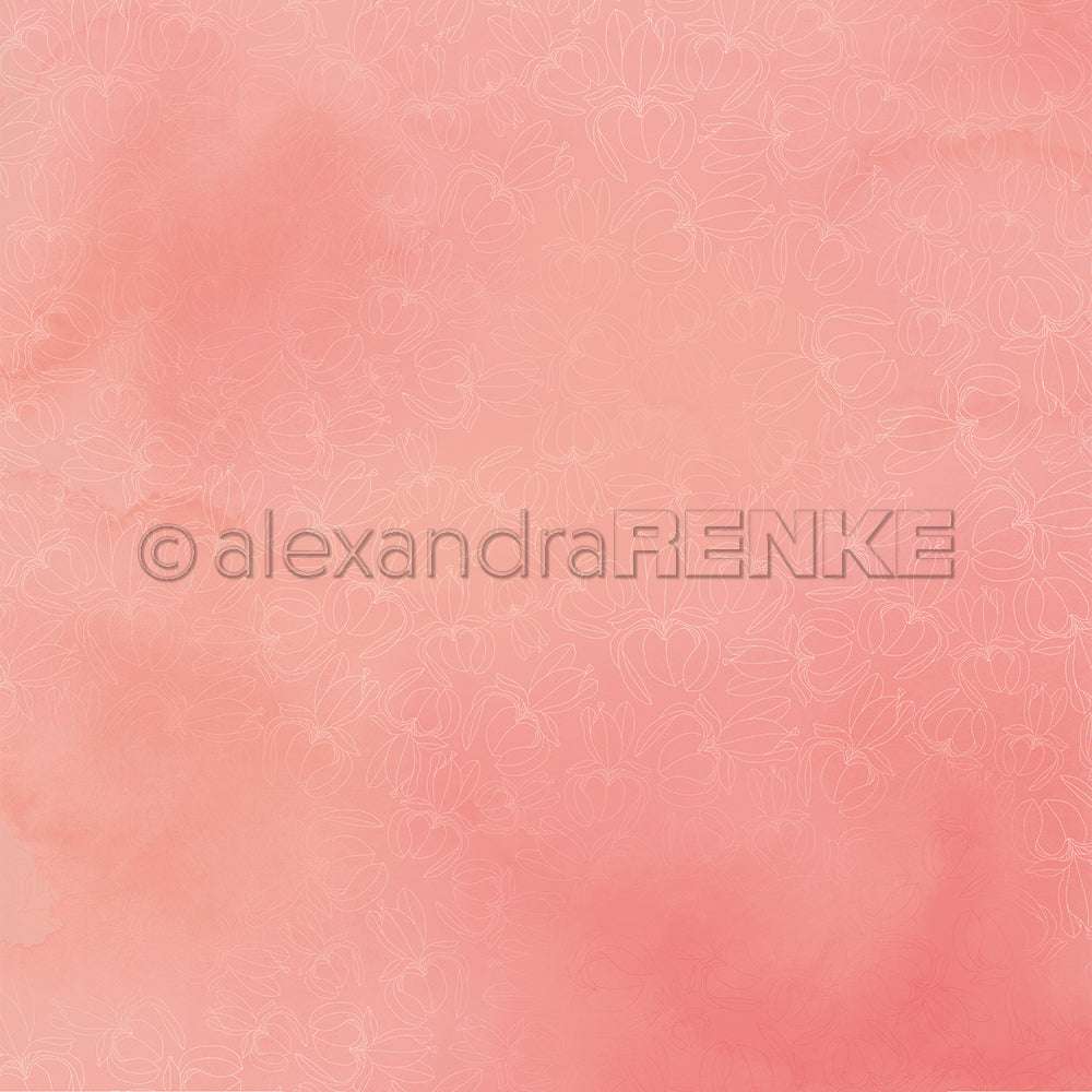 Zartrosa Aquarell-Hintergrund mit zarten floralen Konturen und dezenter Textur - ideales Designpapier von Alexandra Renke für Papierprojekte oder handgefertigte Grußkarten.