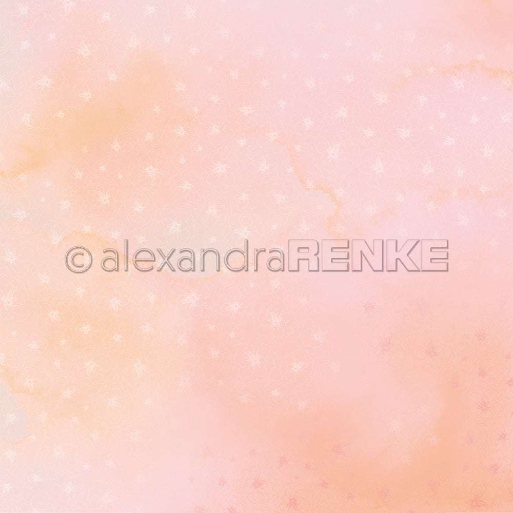 Zartrosa Aquarell-Hintergrund mit dezenten weißen Sternen und einer leichten, verträumten Textur - perfekt, um Ihren Alexandra Renke Papierprojekten oder Designpapier-Kreationen einen apricot-rosa Touch zu verleihen.