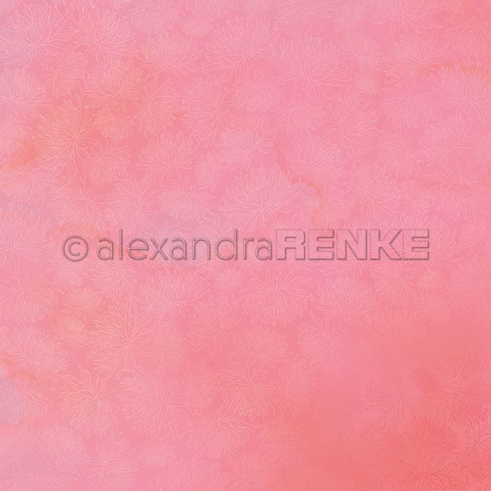 Mit seinem hellrosa Hintergrund und den zarten Blumenmustern ist dieses Designpapier von Alexandra Renke perfekt für Papierprojekte. Es hat ein dezentes alexandraRENKE Wasserzeichen und bringt einen Hauch von Floral Leuchtend Rosa in Ihre Kreationen.