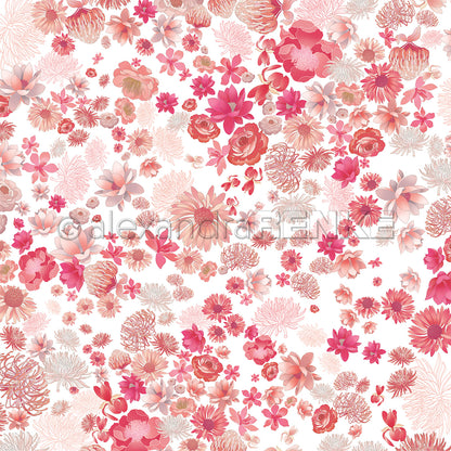 Design paper 'Sea of flowers pink'