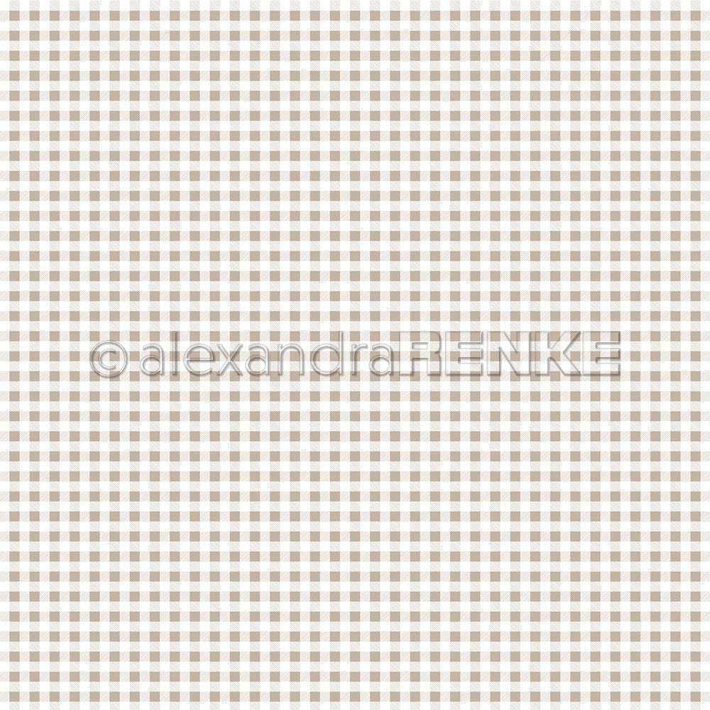Das beige-weiß karierte Designpapier von Alexandra Renke zeichnet sich durch gleichmäßig verteilte horizontale und vertikale Linien aus - ideal für Grußkarten oder Papierprojekte.