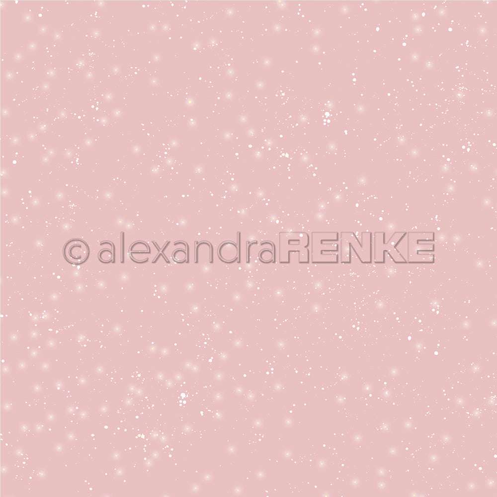 Das Designpapier von Alexandra Renke zeigt einen zartrosa Altrosa Sternenschneehimmel mit zart weiß leuchtenden Punkten, die an verstreute Sterne erinnern - ideal für Ihre kreativen Papierprojekte.
