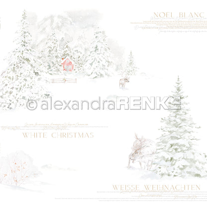 Design paper 'Red Hut in Christmas Forest'