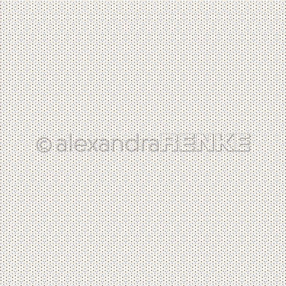 Beigefarbener Hintergrund mit einem kleinen, sich wiederholenden marineblauen Rautenmuster von Alexandra Renke. Dezentes, minimalistisches Design - ideal für Grußkarten oder andere Papierprojekte.