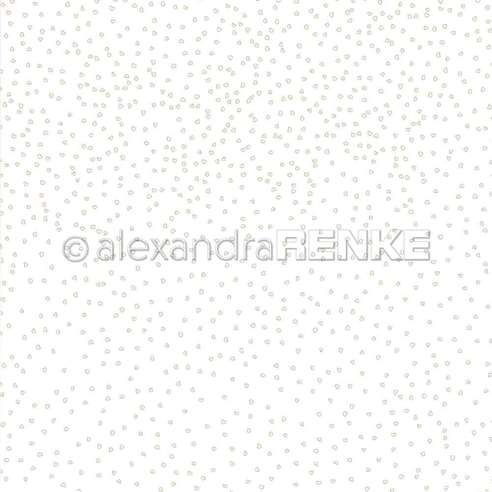 Weißer Hintergrund mit einem spärlichen Muster aus kleinen, unregelmäßigen hellbraunen Punkten - ideal für Grußkarten oder als charmantes Designpapier in Ihren Papierprojekten von Alexandra Renke.