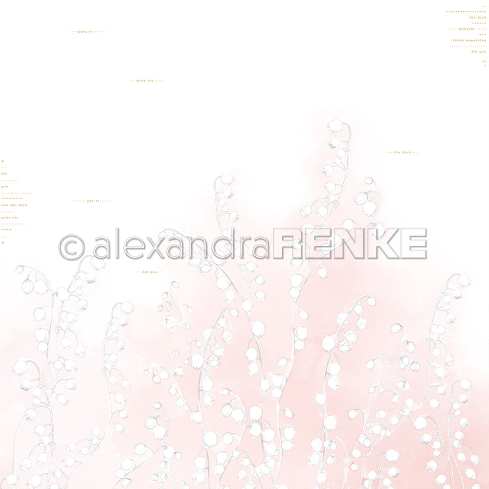 Design paper 'Lillies of the valley on gradient light pink'