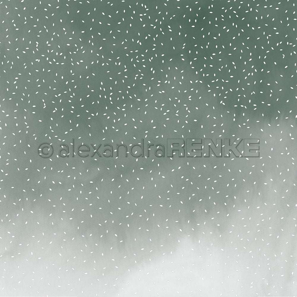 Grüner Hintergrund mit weißen Streupunkten von Alexandra Renke, perfekt für Grußkarten oder Papierprojekte. Dieses Designpapier fügt einen subtilen Schnee- oder Struktureffekt hinzu - eine charmante Ergänzung Ihrer Sammlung.