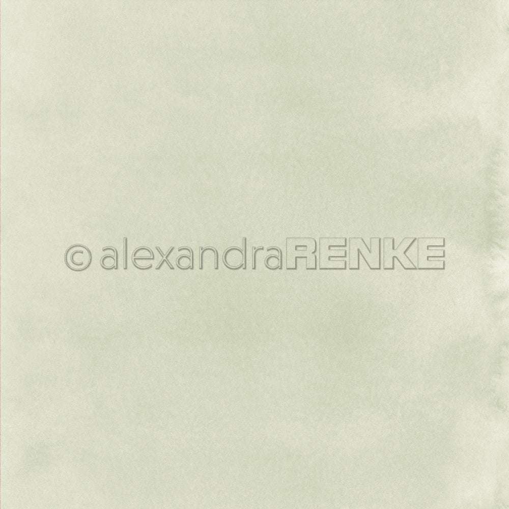Sanfter, blassgrüner Aquarell-Hintergrund mit dezentem Struktureffekt, ideal für Designpapier oder Bastelprojekte von Alexandra Renke, mit einem alexandraRENKE-Wasserzeichen.
