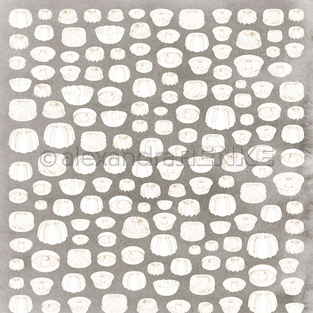 Handgezeichnete cremefarbene Kürbisse auf strukturiertem Grau, angeordnet in ordentlichen Reihen - perfektes Alexandra Renke Designpapier für Papierprojekte oder einzigartige Grußkarten.