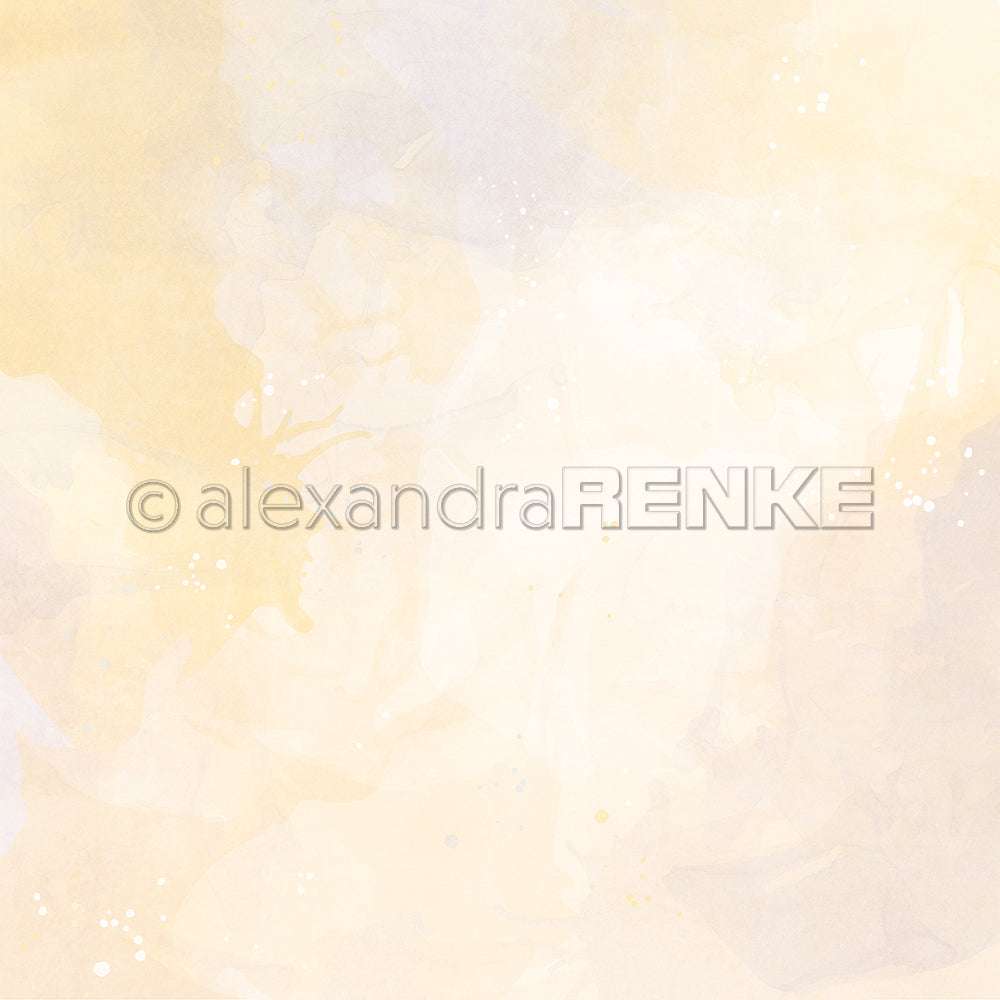 Zart pastellgelber Aquarellhintergrund mit weißen Sprenkeln und Strukturen, perfekt als Alexandra Renke's Designpapier Aquarellwunder Gelbgrau (200g/m²) für kreative Papierprojekte.