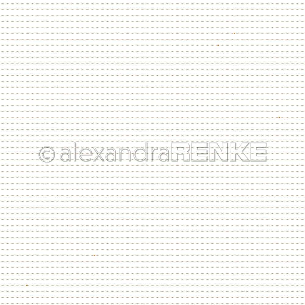 Alexandra Renke Designpapier mit dezenten beigen Linien auf Weiß und zarten Goldlinien Dots-ideal für Ihre Papierprojekte.