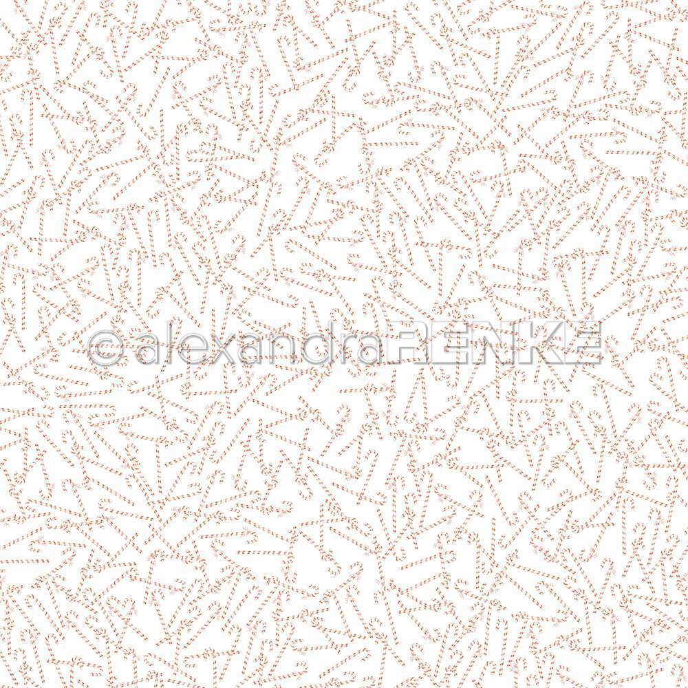 Heller Hintergrund mit einem zarten Muster aus verstreuten, orange gepunkteten, farnähnlichen Zweigen - ideales Designpapier von Alexandra Renke für Papierprojekte oder handgefertigte Grußkarten.