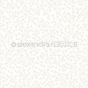 Zarte beigefarbene botanische Zweige und kleine Blätter auf weißem Grund - dieses Designpapier von Alexandra Renke ist ideal für Papierprojekte oder um Ihren Bastelarbeiten eine subtile Vielfalt an Tannenzweigen zu verleihen.