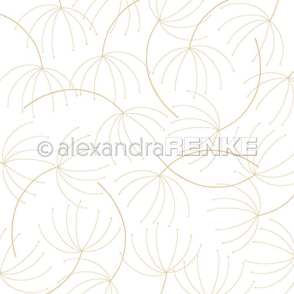 Einfaches Strichmuster von Löwenzahnsamen in Hellbraun auf Weiß - perfekt für Designpapier und Papierprojekte wie Grußkarten von Alexandra Renke.