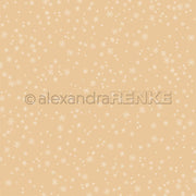 Beigefarbener Hintergrund mit zarten weißen Schneeflocken verstreut - perfektes Alexandra Renke Schneeflocken Designpapier für winterliche Papierprojekte.