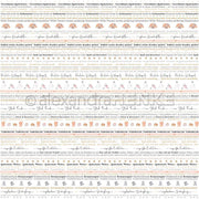 Horizontale Reihen von deutschen Texten, Symbolen und Piktogrammen in Orange und Grau machen dieses Alexandra Renke Designpapier ideal für Papierprojekte oder Wortstreifen Kinder Kreationen.