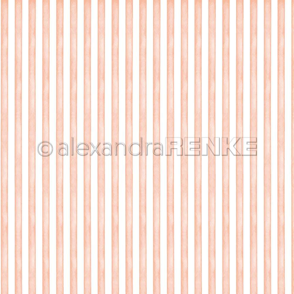 Vertikale hellrosa Aquarell-Streifen Fuchs von Alexandra Renke auf weißem Hintergrund, gleichmäßig verteilt über den gesamten Designpapierbogen.