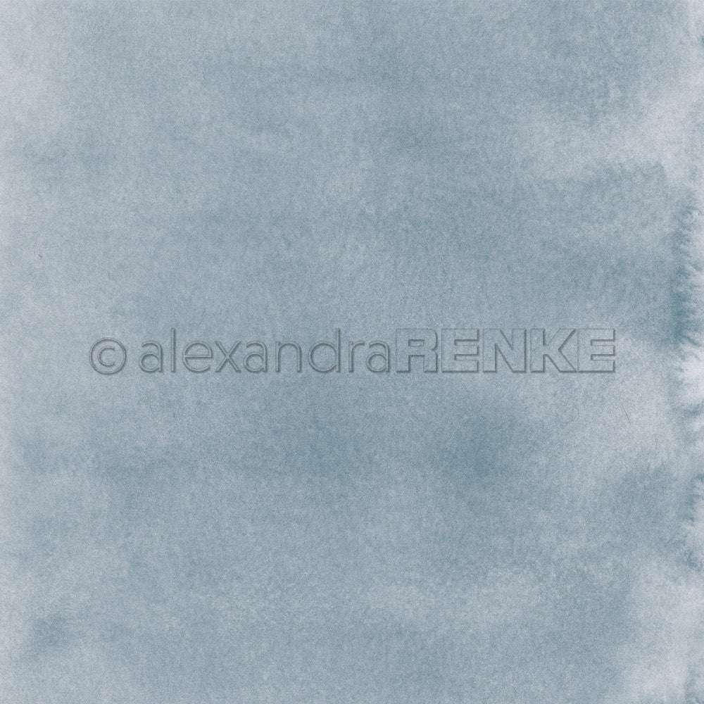 Hellblauer, aquarellierter Hintergrund mit weicher Textur und subtilen Farbvariationen - ideales Designpapier von Alexandra Renke für Buchbinderei oder kreative Papierprojekte.