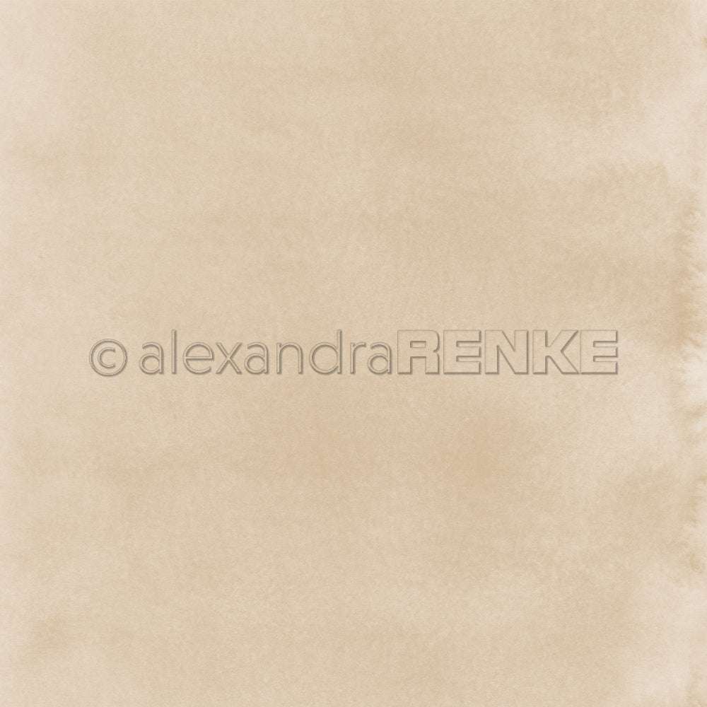 Das hellbeige Aquarell-Designpapier von Alexandra Renke zeichnet sich durch eine weiche Textur, ungleichmäßige Kanten und einen dezenten Farbverlauf aus - ideal für Papierprojekte oder die Gestaltung eleganter Grußkarten.