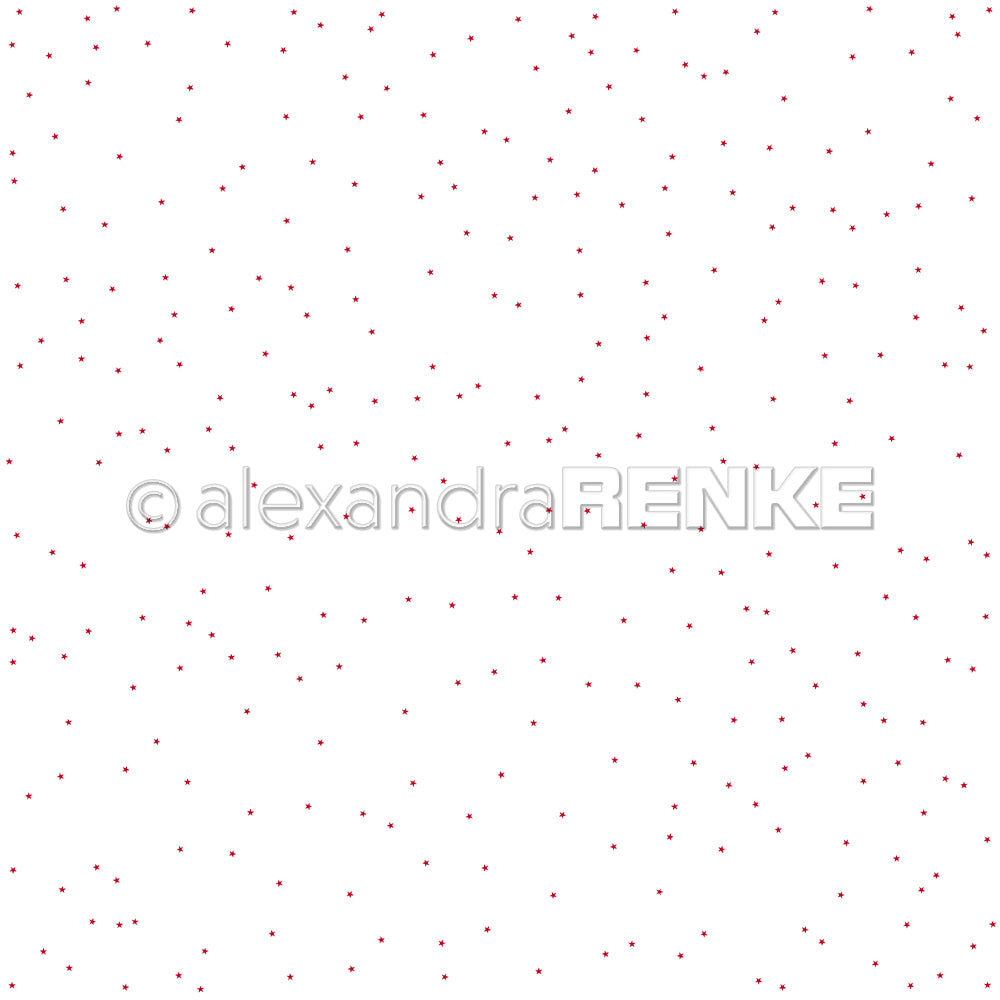 Weißer Hintergrund mit kleinen, gleichmäßig verteilten roten Punkten - ideal als Alexandra Renke Sternchenregen Premiumrot Designpapier für kreative Papierprojekte.