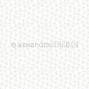 Nahtloses Muster aus kleinen, einfach konturierten Blumen in gleichmäßigen Abständen auf weißem Hintergrund - perfekt für Grußkarten und Designpapier von Alexandra Renke.