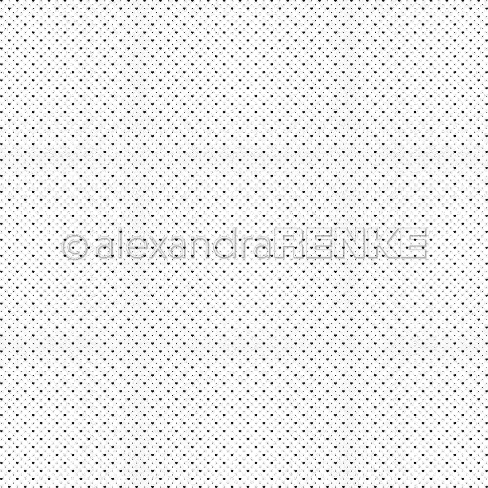 Weißer Hintergrund mit einem gleichmäßigen Raster aus kleinen schwarzen Punkten, die gleichmäßig verteilt sind - perfektes Designpapier von Alexandra Renke für Papierprojekte oder stilvolle Herz Punktraster Schwarz Bastelarbeiten.