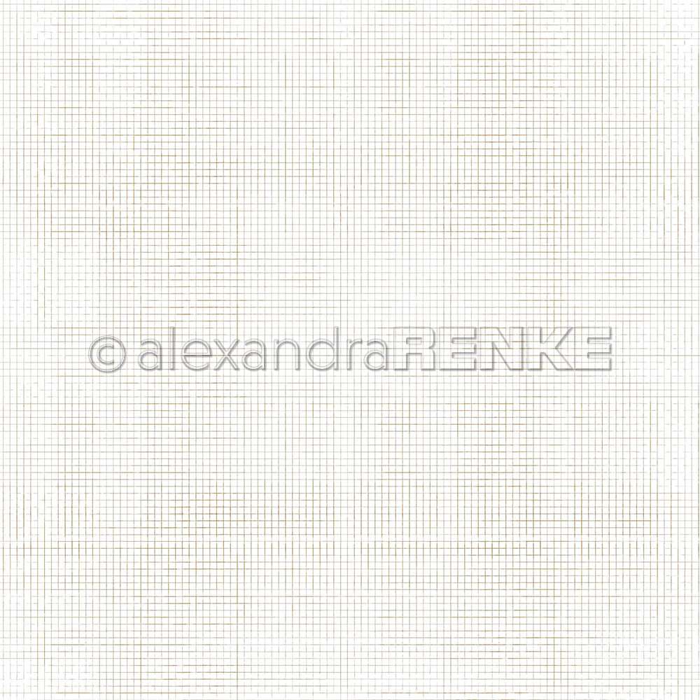 Zartes beige-graues Gittermuster auf weißem Grund, perfekt, um Grußkarten oder Designpapier in der Buchbinderei elegant zu gestalten. Von Alexandra Renke.