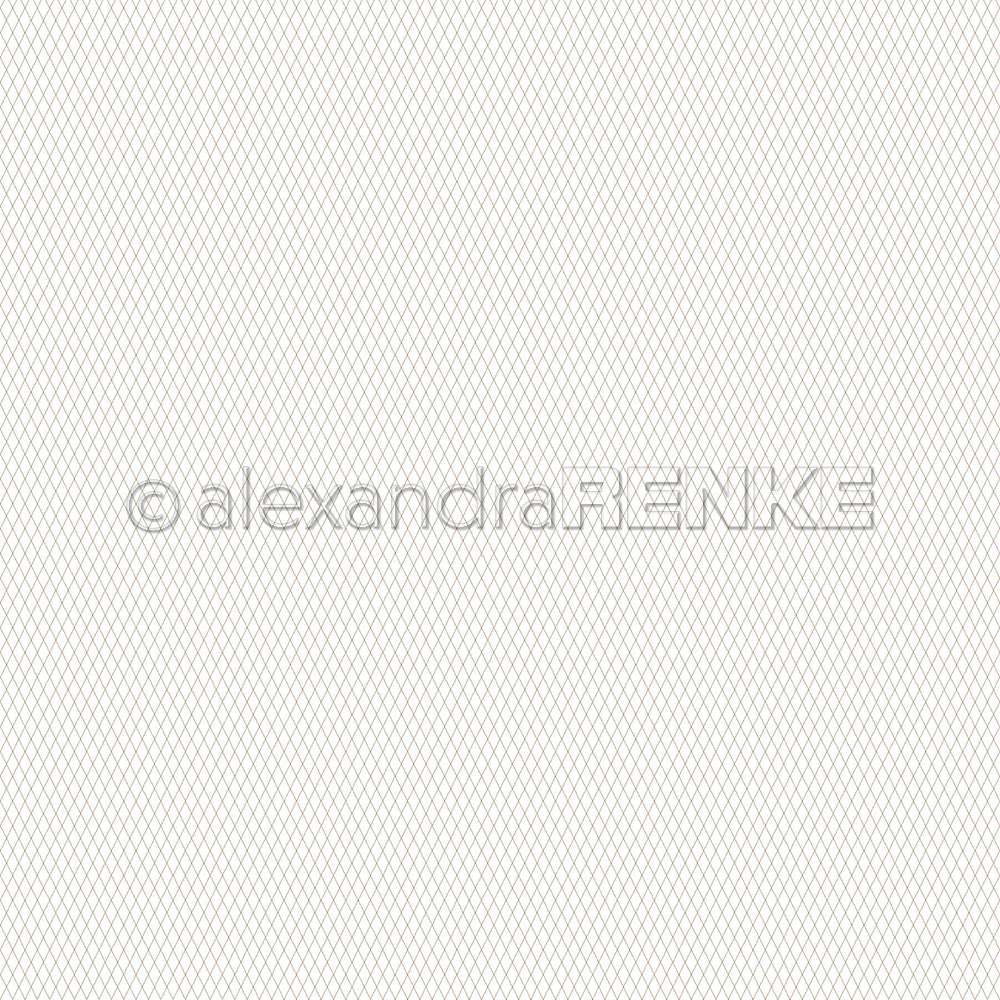 Weißer Hintergrund mit einem feinen, sich wiederholenden Rautenraster in Hellgrau - ideales Designpapier von Alexandra Renke für kreative Papierprojekte.
