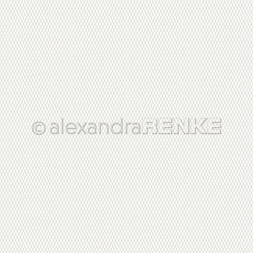 Weißer Hintergrund mit einem feinen, sich wiederholenden Rautenraster in Hellgrau - ideales Designpapier von Alexandra Renke für kreative Papierprojekte.