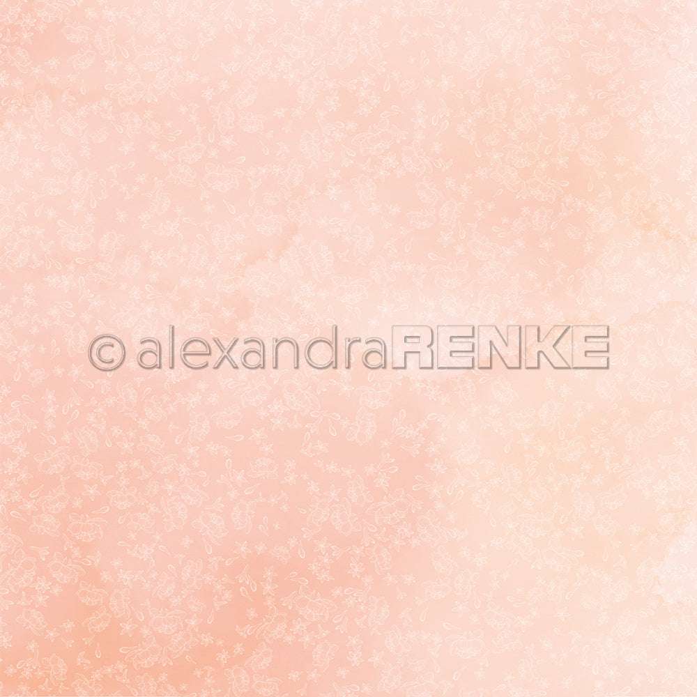 Zart pastellrosa Hintergrund mit dezentem Blumenmuster und sanfter Textur, ideal für Grußkarten oder elegantes Designpapier in Buchbinderei-Projekten von Alexandra Renke.