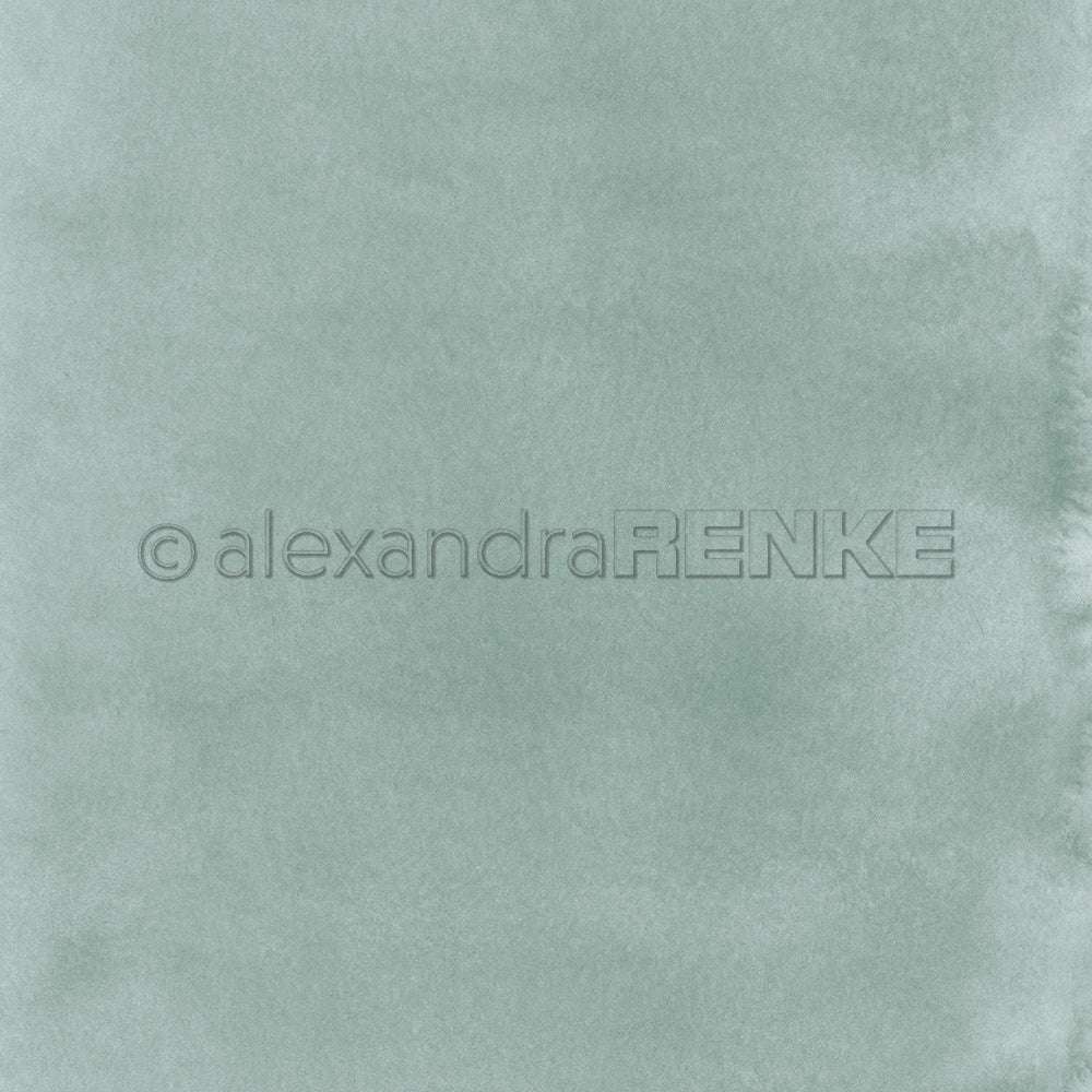 Sanftes Aquarell in Petrol mit dezentem Farbverlauf und Wasserzeichen Alexandra Renke" in der Mitte - ideal für Papierprojekte oder als einzigartiges Designpapier.