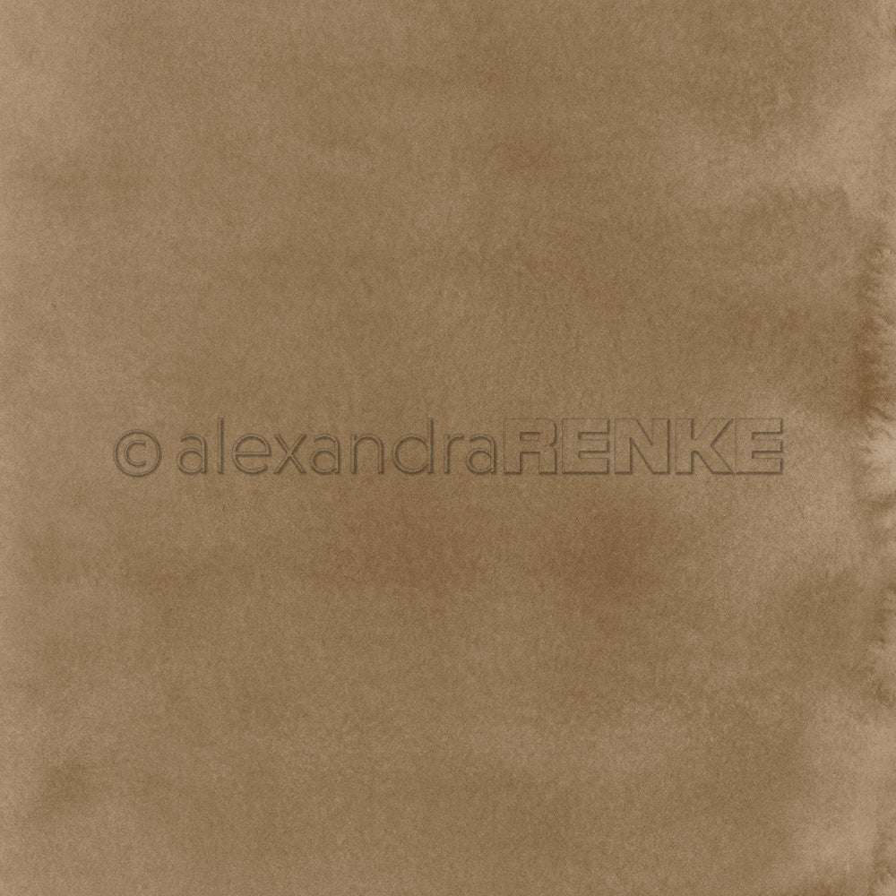 Ein strukturierter brauner Aquarellhintergrund mit subtilen Schattierungen, perfekt für Projekte oder Designpapier von Alexandra Renke. Mit dem Wasserzeichen "alexandraRENKE" und dem eleganten Farbton Mimi Eichenbraun.