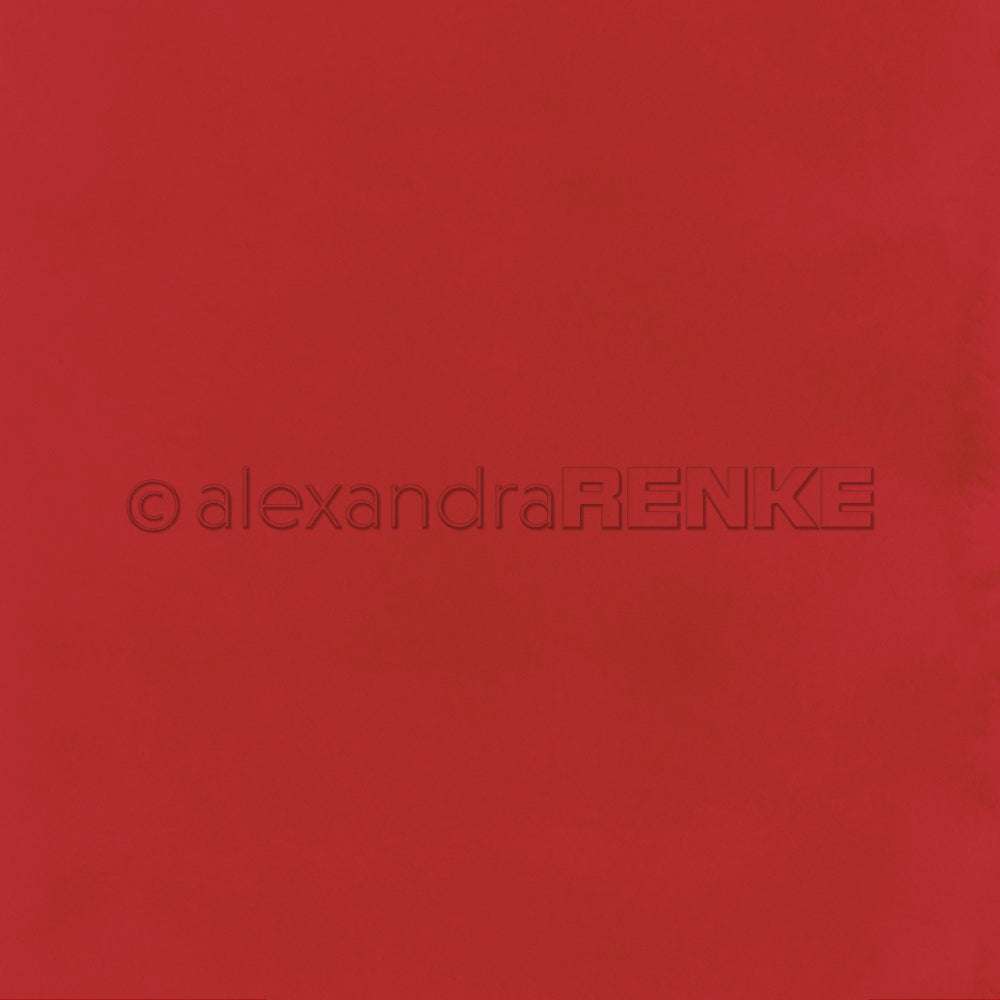 Einfarbiges rotes Quadrat mit einem dezenten Wasserzeichen von Alexandra Renke in der Mitte - ideal für alle, die Designpapier lieben oder kreative Papierprojekte planen.
