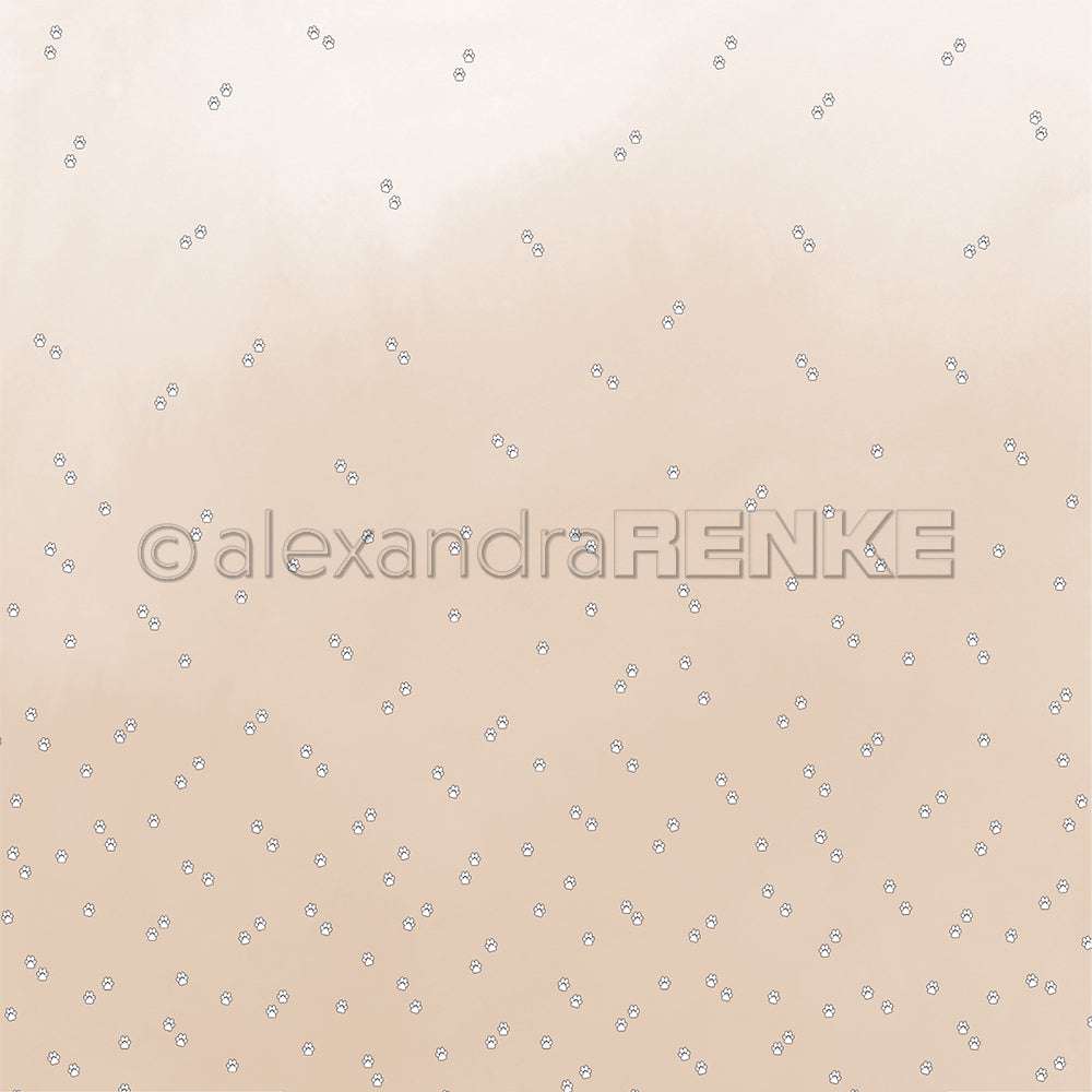 Beigefarbener Hintergrund mit kleinen weißen Punkten und einem dezenten Wasserzeichen von Alexandra Renke - ideal für Papierprojekte oder zum Basteln einzigartiger Grußkarten im eigenen Designpapier-Stil.