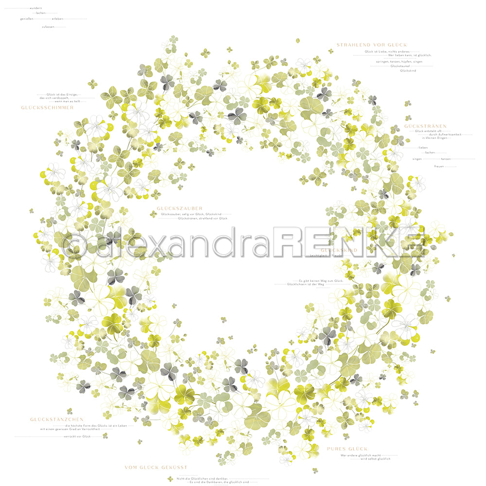 Designpapier 'Glücksklee Kranz'