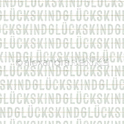 Muster aus wiederholtem grauen "GLÜCKSKIND" mit kleinen goldenen "GLÜCKS ELTERN" auf weißem Grund - ideales Designpapier für Papierprojekte oder einzigartige Karten von Alexandra Renke.