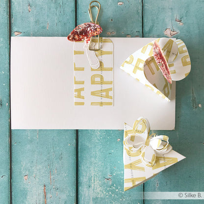 Designpapier 'Happy Typo Streifen'