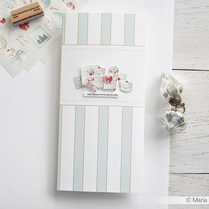 Designpapier 'Banderole mit Streifen Mint'