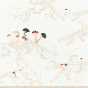 Zarte Pilze und Blätter auf hellem Hintergrund mit dezenten Blumen- und Sternenmustern - dieses Designpapier von Alexandra Renke ist perfekt für Papierprojekte wie Grußkarten.