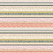 Gedämpftes Rosa, Beige, Grün und Koralle als Querstreifen mit Blumen- und Blattmotiven von Alexandra Renke - ideal für Designpapier, Grußkarten oder kreative Papierprojekte.