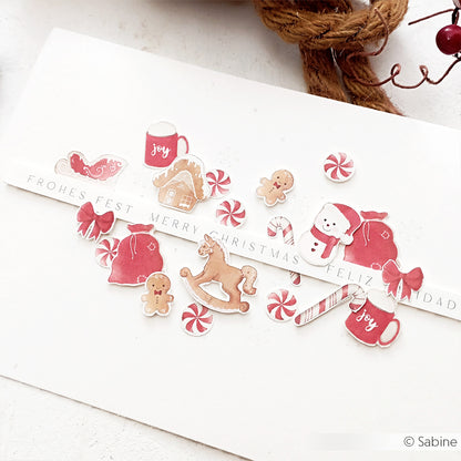 Designpapier 'Süße Lebkuchen Streifen Rot'