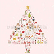 Weihnachtsplätzchen und -süßigkeiten in Tannenform Rosa auf einem zartrosa Hintergrund von Alexandra Renke - ideal, um Ihrem Designpapier oder Ihren Papercraft-Projekten festlichen Charme zu verleihen.