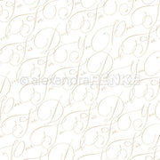 Die goldene Schreibschrift mit dem Schriftzug "Für Dich" wiederholt sich auf weißem Hintergrund - perfektes Alexandra Renke Designpapier für handgefertigte Grußkarten oder kreative Buchbindeprojekte.