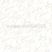 Elegante goldene Schriftzüge wie Noel und Frohe Weihnachten auf weißem Hintergrund von Alexandra Renke - ideal für Papierprojekte oder als festliches Designpapier.