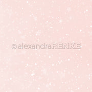 Zartrosa Hintergrund mit verstreuten weißen Sternen und Glitzern in verschiedenen Größen von Alexandra Renke-ideal Designpapier für Papierprojekte, das an den verträumten Aquarell Sternenhimmel erinnert.